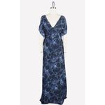Club Monaco Dress Womens Maxi Cold Shoulder V Neck Blue Floral Size 2 Photo 1