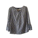 Talbots ‎ Gingham Blouse Yellow Floral Bell Sleeve Top Small Photo 5