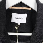 Nanushka Charcoal Black Cite Oversized Denim Belted Moto Biker Jacket Size XS Photo 8