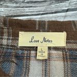 Love Note Love Notes Women's Cropped Mixed Patchwork Flannel Shirt L LG Large Brown Grey Photo 8
