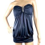 Forever 21  Black Strapless Top Sz M Rhinestone V Club Date Night Party‎ Rave Photo 0