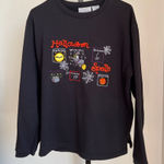 Vintage Basic Editions Halloween Embroidered Black Crewneck Large Photo 0