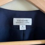 Tahari ASL Women's Collarless Waist Seam Jacket, Navy Blue Size 6 Blazer Work Photo 2