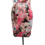 Black Halo Demetrio Cotton Watercolor Dress Pink Coral Size 2 Photo 5