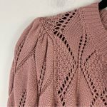 Another Love | Shawn Ruffle Cuff Patterned Knit Cardigan Size Medium Rose Mauve Pink Photo 1