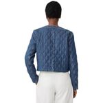 Ann Taylor  Quilted Denim Jacket Gold Button Mid Indigo Wash Size S Photo 3