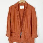 Anthropologie Vintage Washed Linen Blazer Terra Cotta Orange Split Back Photo 4