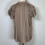 Evereve New! ‘Lydia’ Flutter Silky Satin Blouse In Taupe Women’s Size Medium Photo 5