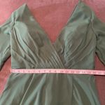 Women’s Green Chiffon Full Length Long Sleeve Dress Corset Back Leg Slit Size 12 Photo 9