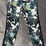 Athleta  Women's Floral Pattern Hawaiian‎ Green and Navy Legging Size Small Photo 0