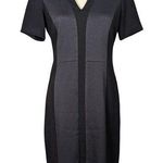 Tahari V-neck Short Sleeve Sheath Dress Black and Gray Size 8 Photo 0