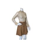Fuinloth Faux Suede High Wasit Mini Skirt Tan Size XL Photo 2