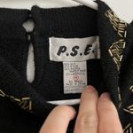 VTG P.S.E Silk Wool Angora Gold Beaded Sweater Sz M Black Retro Size M Photo 3