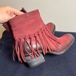 VINCI Chic Burgundy Fringed Ankle boots GOREGEOUS ombré look Red Size 9 Photo 4