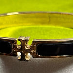 Tory Burch NWOT Black and Gold Hinged Bracelet Photo 0