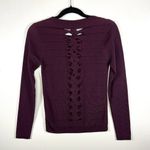 Parker Purple Crew Neck Long Sleeve Pullover Sweater Women’s XS Cut Out Back Photo 7