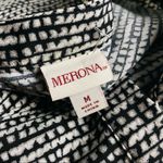 Merona Medium Women Black Casual Sheath Black White Button Up Dress Photo 5