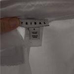 Tribal Pull On Crispy White Skinny Cut Pants w/ Crochet Ankles Photo 14