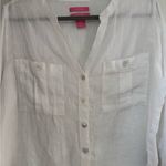 Isaac Mizrahi  Linen Button Down Blouse Photo 1