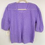 Handmade  Womens L Purple Crochet Short Sleeve Sweater Indie Granola Fairy Boho Photo 0