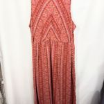 True Craft Plus Size 2X Dress Maxi Peplum Sleeveless Orange Tribal Ruffle 826 Photo 1