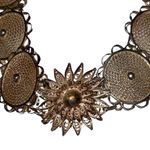 Antique Solid Italian Silver Detailed Floral Filigree Panel Bracelet Silver Photo 3