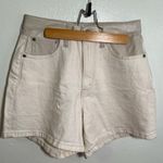 Abercrombie & Fitch The Dad Short High Rise White Faux Leather Denim 27/4 Photo 0