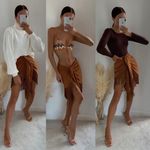 ZARA Rare clay/ rust/ burnt orange wrap skirt with cascading fringe tassels Photo 11