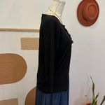 August Silk  Black Soft Embellished Floral Detail Button Front Cardigan Sweater Photo 3