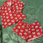 Red Cherub Print Cropped Pajama Set Size Large Photo 0