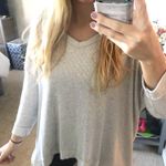 Grey V Neck Knit Top Gray Photo 0