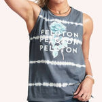 Peloton Grey Tie Dye Studio Side Slit Floral Graphic Muscle Tank Size S Photo 0