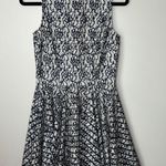 Maison Jules Fit & Flare Blue Floral Lace Overlaid on Cream Mini Dress SZ M Photo 0