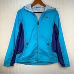 Adidas Blue Windbreaker Rain Slicker Running Jacket Size Medium Sporty Athletic Photo 0