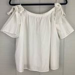 H&M NWT  White Cotton Baby Doll Off The Shoulder Short Sleeve Top Bows Size 4 Photo 0