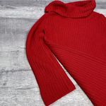 BB Dakota Chunky Red Cowl Turtleneck Sweater Dress Womens L Bell Sleeve Tunic Photo 3