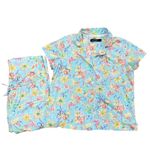 Ralph Lauren Lauren Womens Pajama Set Floral Blue Short Sleeve Crop Pants Medium Photo 1