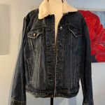 Good American New NWT  blue denim Sherpa jacket Size 0 1 S Photo 0