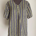 Melrose Studio Shirt Silk striped grandma preppy size Medium Green Photo 0