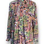 Vintage Rafferty Shirt Long Sleeve Button Up Eclectic Multicolor Abstract Print Orange Size M Photo 8