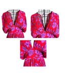 Band of Gypsies Hi Low Dress Small Red Pink Flowers Stretch Waist Festive READ Photo 2
