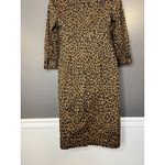 EXPRESS Shirt Dress Womens 8 Brown Leopard Print 3/4 Sleeve Button Knee Length Photo 7