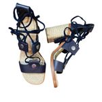 Rag and Bone  Eden Leather‎ Lace-Up Block Heel Sandals Women's 6.5 (EU 36.5) Navy Photo 1