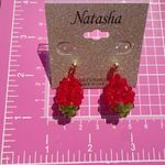 Natasha beads waved straw berry drops earrings Red Photo 2