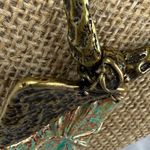 Green & Bronze Pendant Necklace Textured Metal Design on Chain 18 Inches Long Photo 13