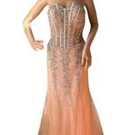 Anny Lee  Mermaid Sweetheart Sheer Bodice formal dress in nude size large Photo 2