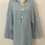 Soft Surroundings  mohair wool blend chunky knit hooded cardigan sweater L Photo 0
