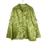 Street Fashion Vintage Chinoiserie Floral Green Satin Jacket Women's XL Photo 1