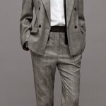 All Saints Bea Check Plaid Trouser Pants 2‎ Grey Photo 0