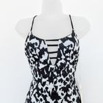 Maaji  Womens Swimsuit Sz M Black White‎ Reversible One Piece Cow Print Western Photo 1